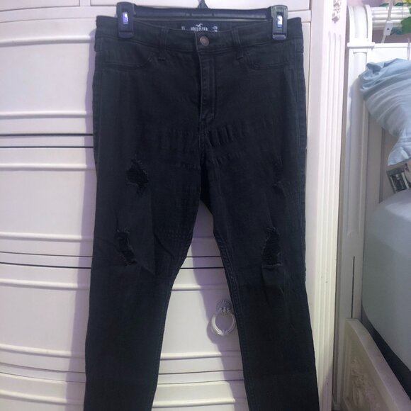 Hollister 9S Ripped Black High-Rise Jean Leggings - Picture 1 of 5